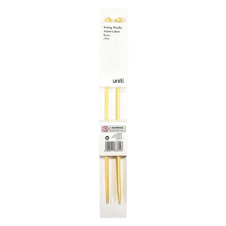 Uniti Bamboo Knitting Needles 4.5mm 35cm 2 Pack, , hi-res