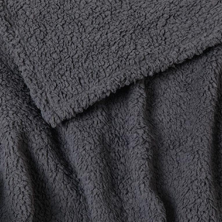 Living & Co Teddy Throw Charcoal 127cm x 152cm, Charcoal, hi-res