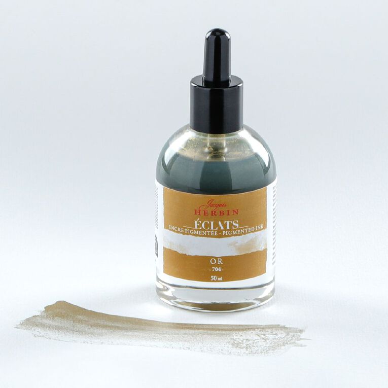 Jacques Herbin Eclats Pigmented Ink Gold 50ml, , hi-res