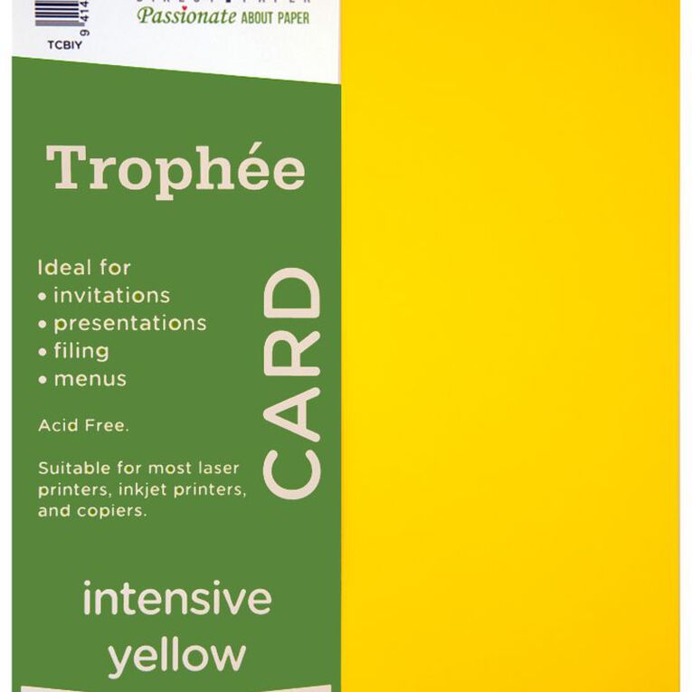 Trophee Card 160gsm Intensive Yellow A4 100 Pack, , hi-res