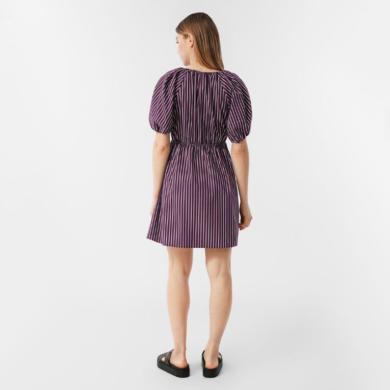 H&H Women's Short Sleeve Puff Sleeve Mini Dress, Red Dark, hi-res