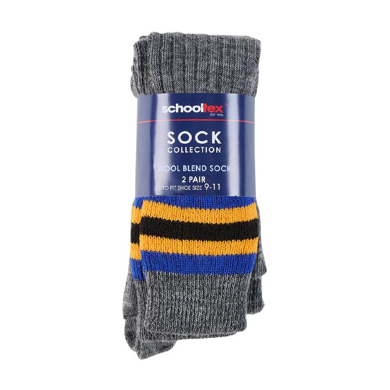 Schooltex Striped School Socks 2 Pack, Schooltex Sock A4, hi-res