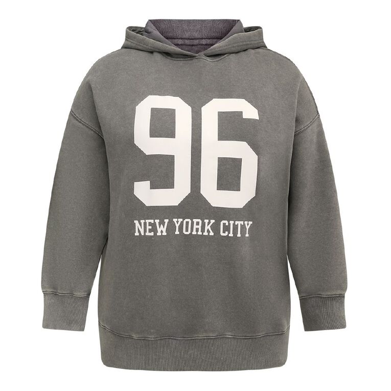 H&H Curve Women's Graphic Hoodie, Grey, hi-res