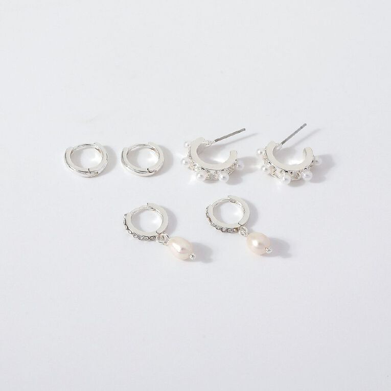 Pearl Earrings Silver Plated, , hi-res