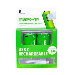 Truepower Truepower D USB-C Rechargeable Batteries