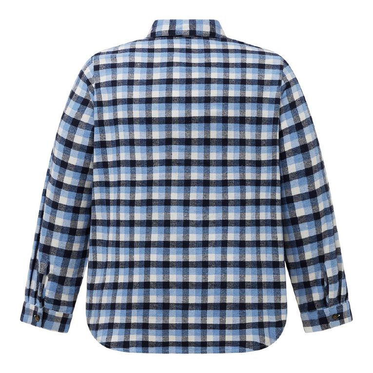 H&H Curve Women's Long Sleeve Flannel Shirt, Blue Mid, hi-res