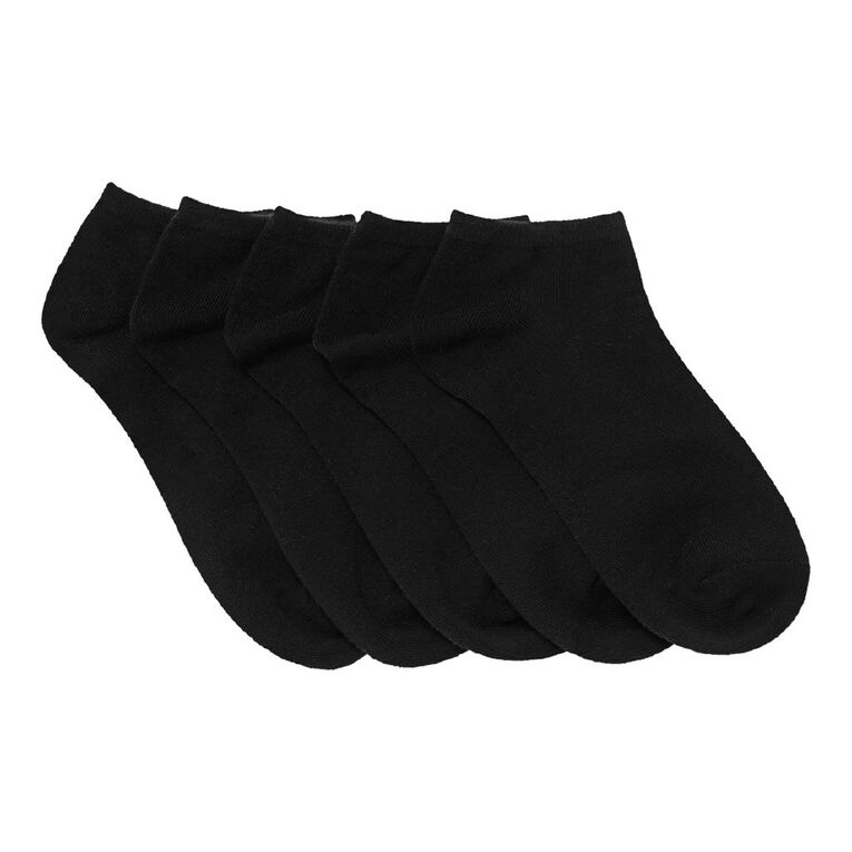 H&H Kids' Plain Liner Socks 5 Pack, Black, hi-res