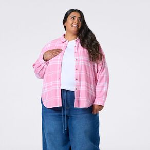 H&H Plus Women's Long Sleeve Flannel Shirt