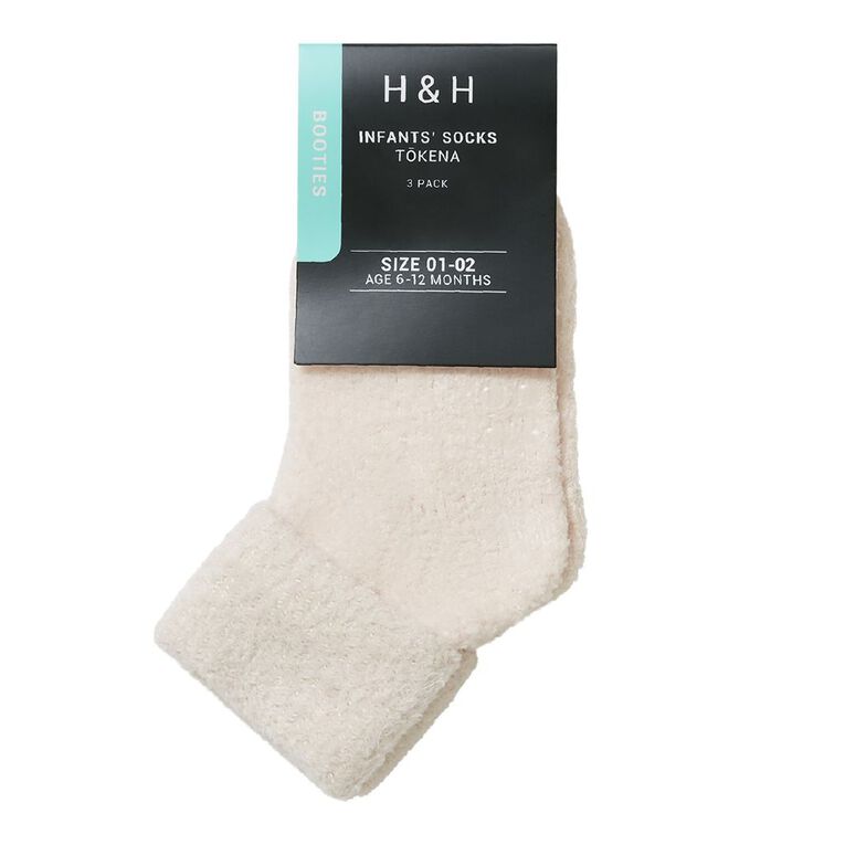 H&H Infants' Chenille Bootie Turn Top 3 Pack, Pink Light, hi-res