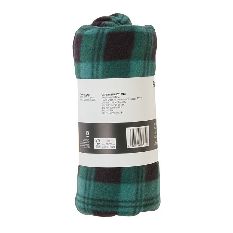 Petzone Fleece Pet Jacket Check Green Large, , hi-res