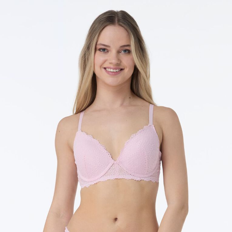 H&H Women's Embroidery Lace T-Shirt Bra, Pink Light, hi-res