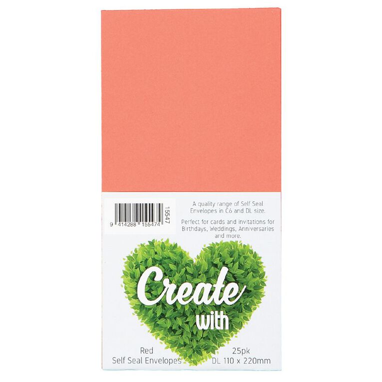 Create With DL Envelope Red 25 Pack, , hi-res