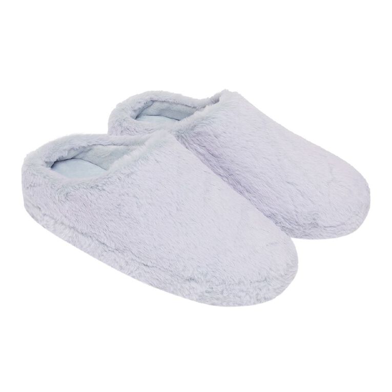 H&H Women's Fluffy Low Back Scuff Slippers, Pale Blue, hi-res