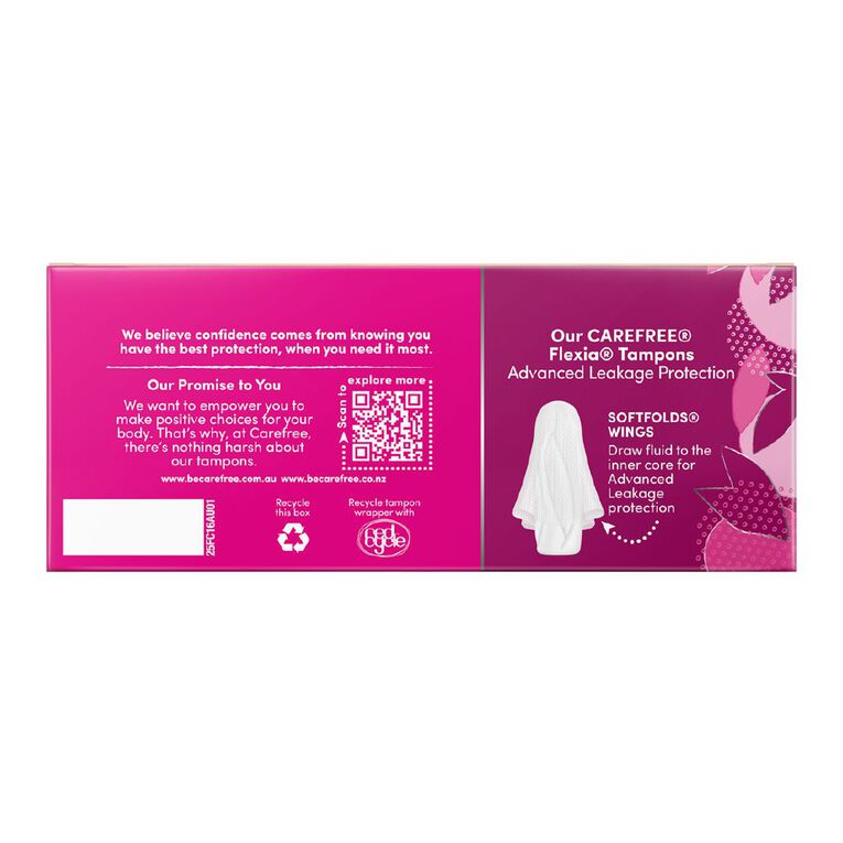 Carefree Flexia Tampons Super 16 Pack, , hi-res