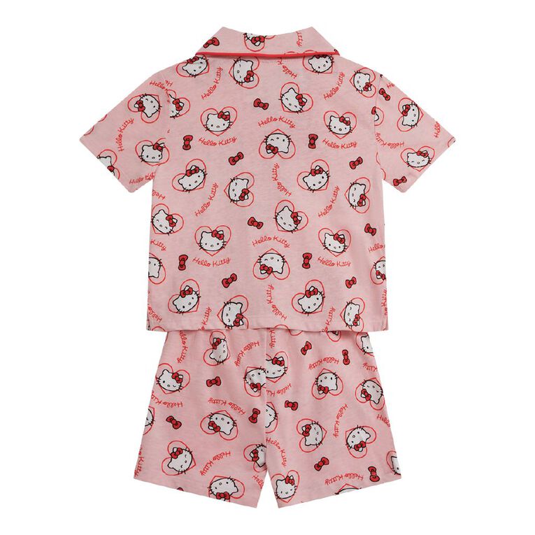 Hello Kitty Girls' Short Sleeve Button Up Pyjama Set, Pink Light, hi-res
