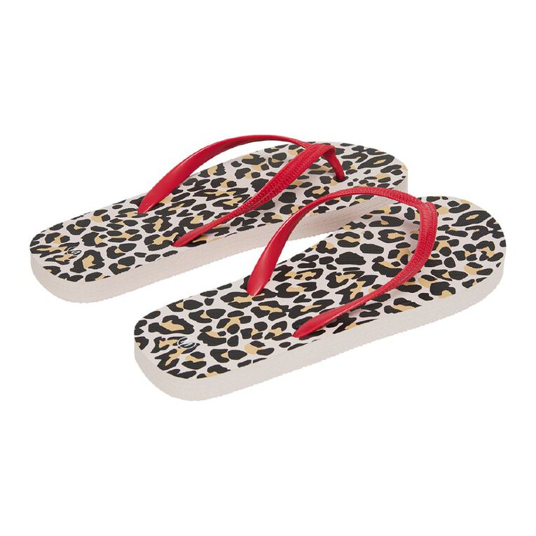 H&H Women's Printed Jandals, Brown Light, hi-res