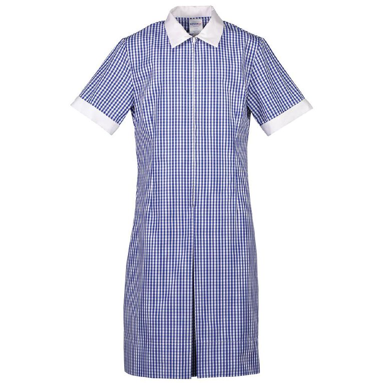 Schooltex Zip Gingham School Dress, Royal/White, hi-res