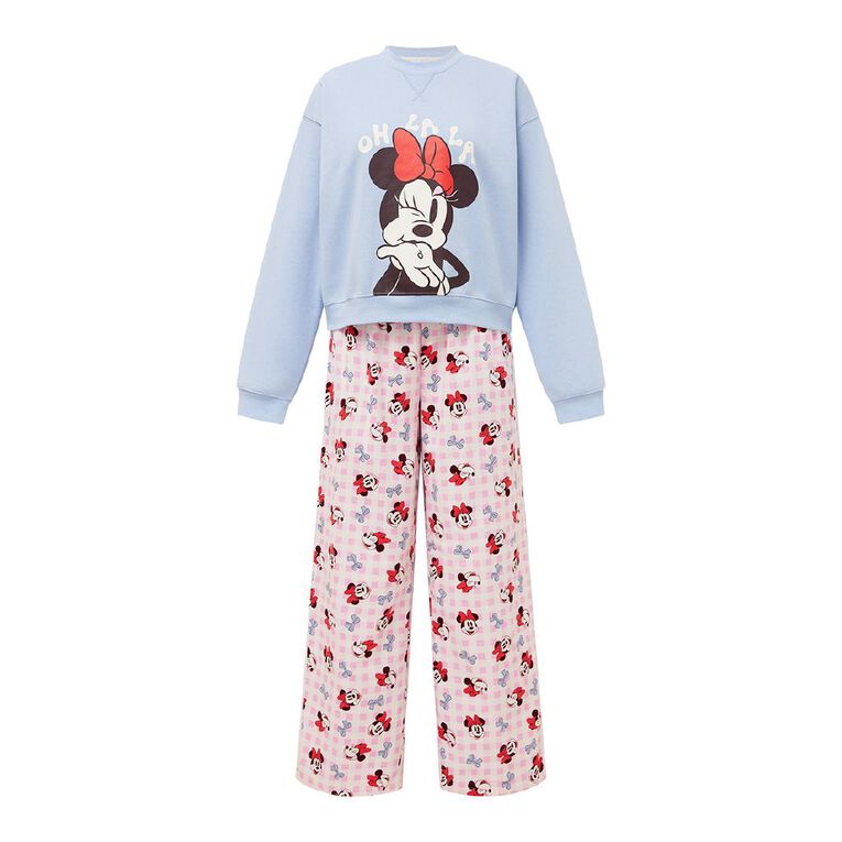 Minnie Mouse Women's Sweater and Flannelette Pants Pyjama Set, Blue Light, hi-res