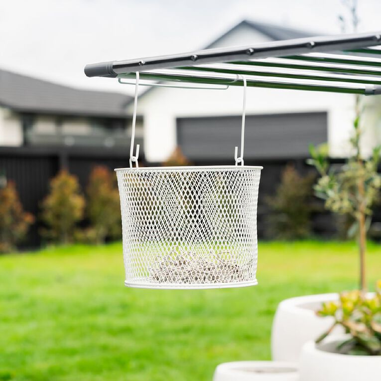Living & Co Round Mesh Peg Basket White/Black Assorted, , hi-res