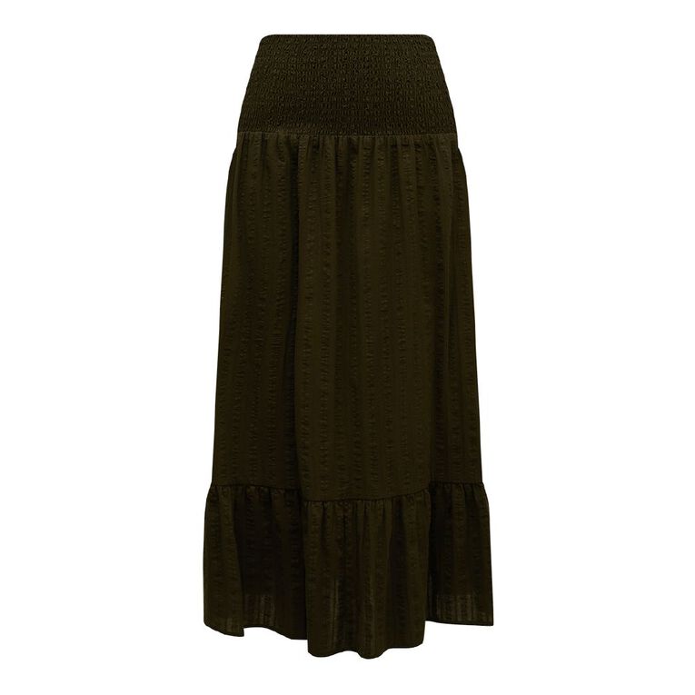 H&H Women's Shirred Waist Dobby Maxi, Green Dark, hi-res