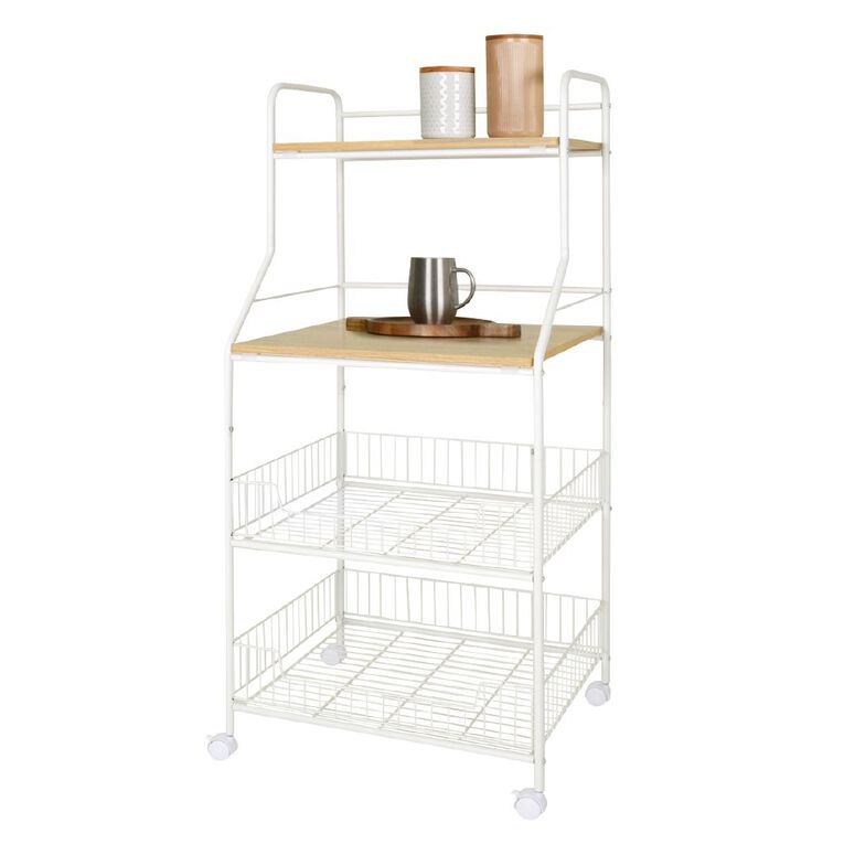 Living & Co 4 Tier Kitchen Storage Unit White, , hi-res