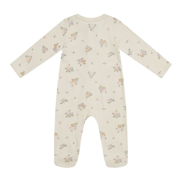 Young Original Babys' Zip-Thru All-in-One, White FLORAL, hi-res