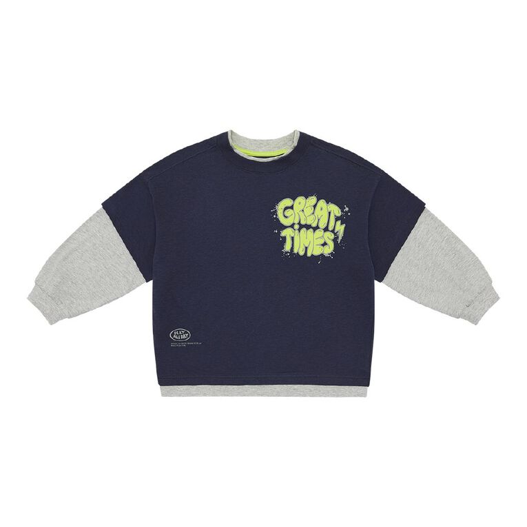 Young Original Double Sleeve Tee, Blue Dark, hi-res