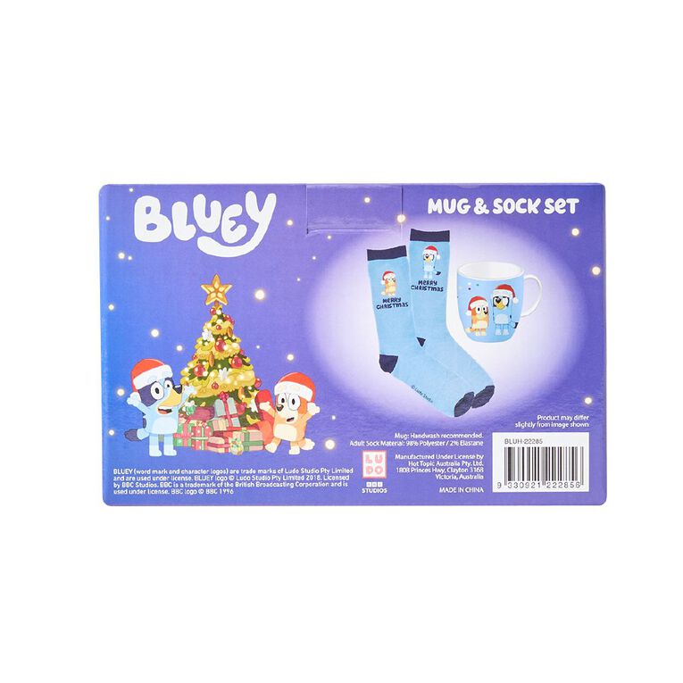 Bluey Christmas Mug And Sock Set Blue, , hi-res