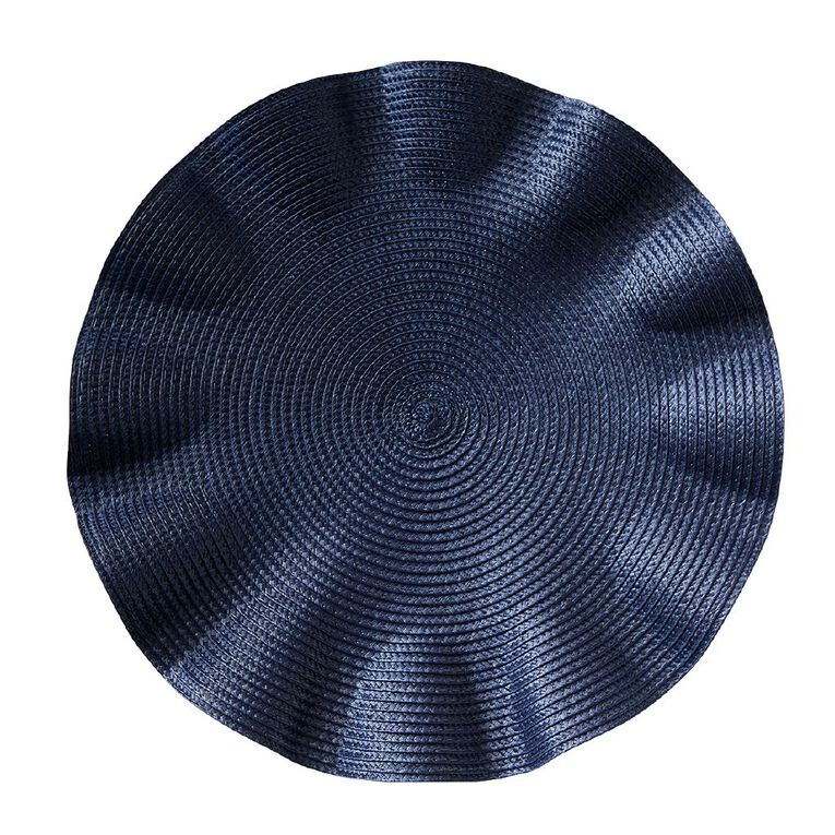 Living & Co Scallop Edge Round Placemat Navy 39cm, , hi-res