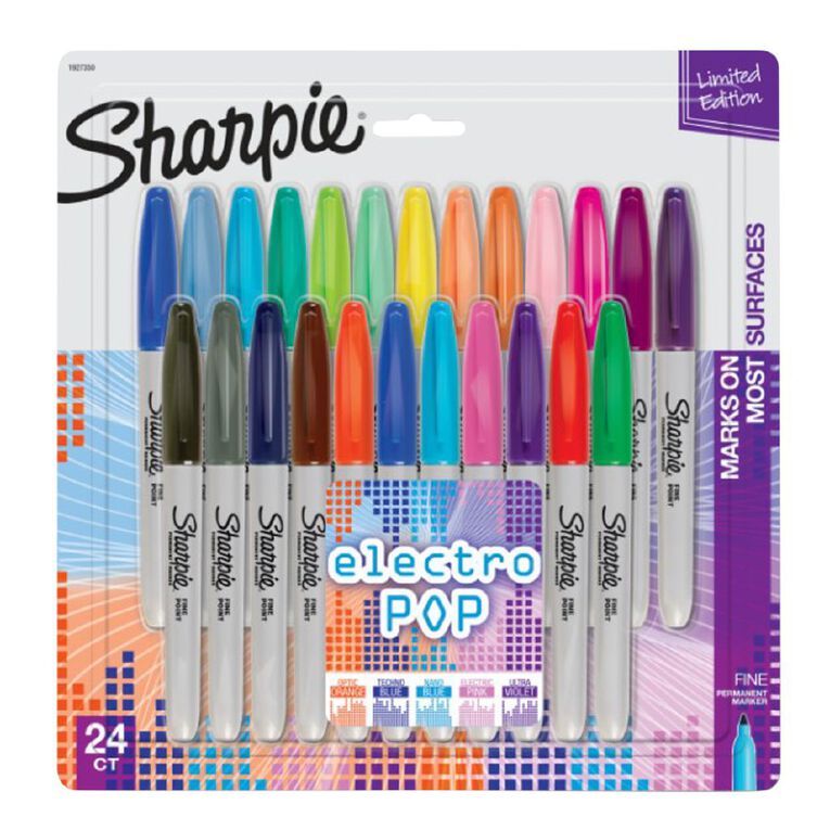 Sharpie Fine Electro Pop Permanent Marker Assorted 24 Pack, , hi-res