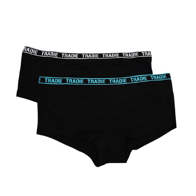 Tradie Women's Shortie 2 Pack, Black, hi-res