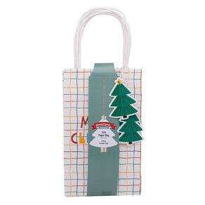 Wonderland Fun Festive Grid Paper Gift Bag with Tag
