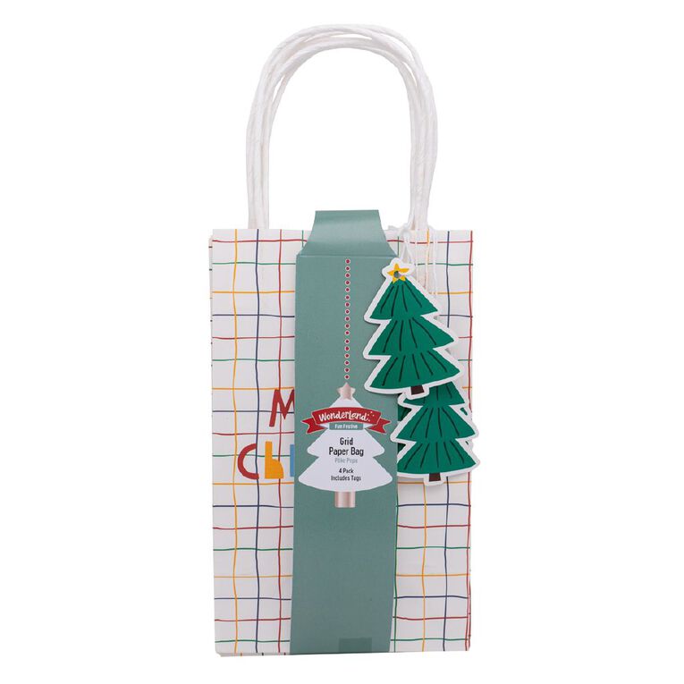 Wonderland Fun Festive Grid Paper Gift Bag with Tag, , hi-res
