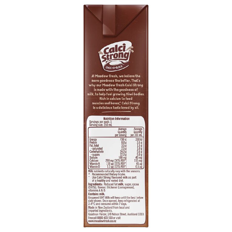 Meadow Fresh Calci Strong UHT Choc 250ml, , hi-res