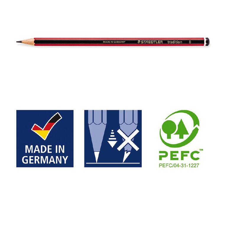 Staedtler Tradition 110 Graphite Pencil B Black 12 Pack, , hi-res