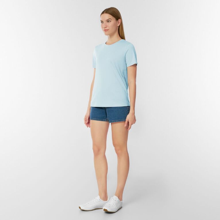 H&H Women's Short Sleeve Cotton Crew Neck Tee, Blue Mid, hi-res