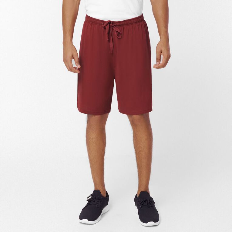H&H Men's Knit Pyjama Shorts, Red Mid, hi-res