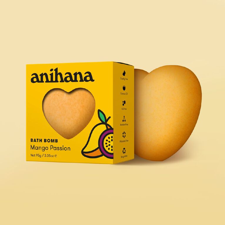 Anihana Heart Bath Bomb Mango Passion, , hi-res
