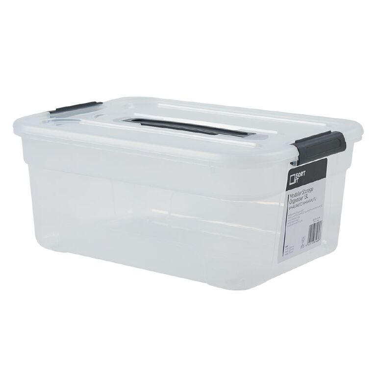 Sort It Modular Storage Organiser Clear 13L, , hi-res