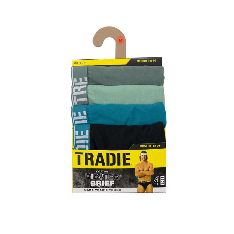 Tradie Men's Briefs 4 Pack, Green, hi-res