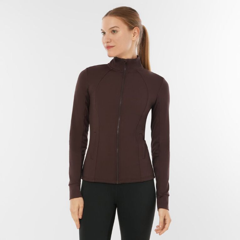 Active Intent Women's Super Soft Zip Jacket, Brown Dark, hi-res