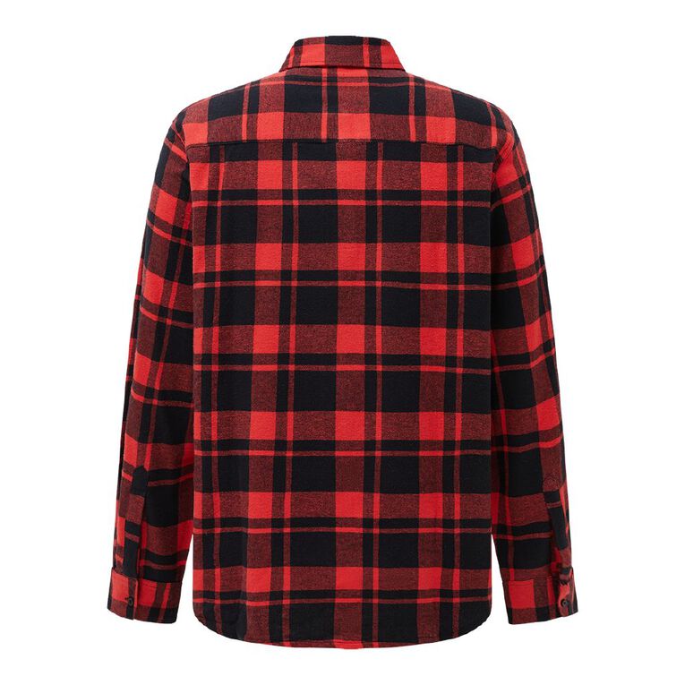 H&H Men's Flannelette Shirt, Red/Black, hi-res