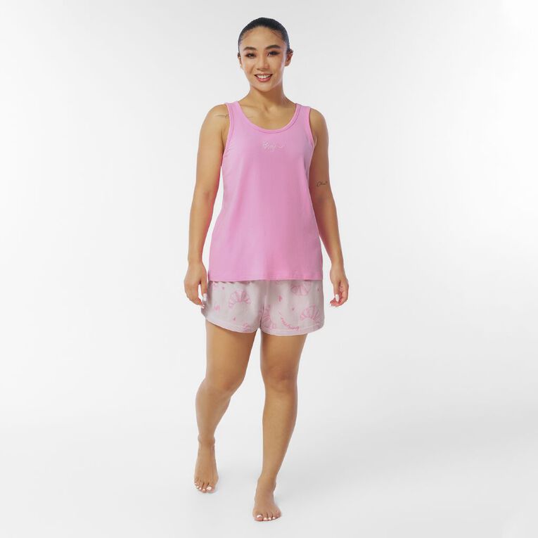 H&H Women's Tank & Shorts Pyjama Set, Pink Mid, hi-res