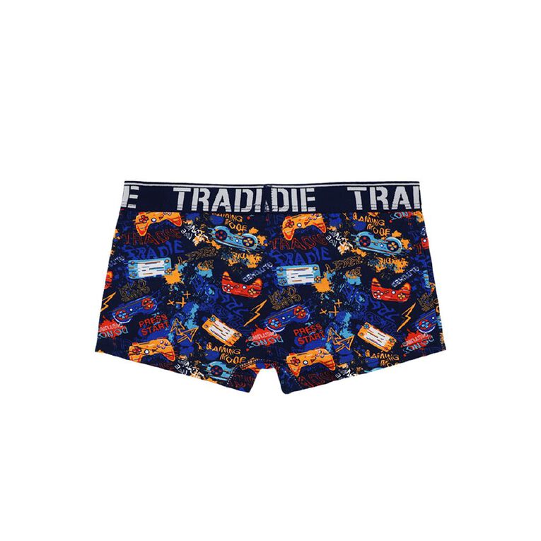 Tradie Boys' Trunks 3 Pack, Blue/Navy, hi-res