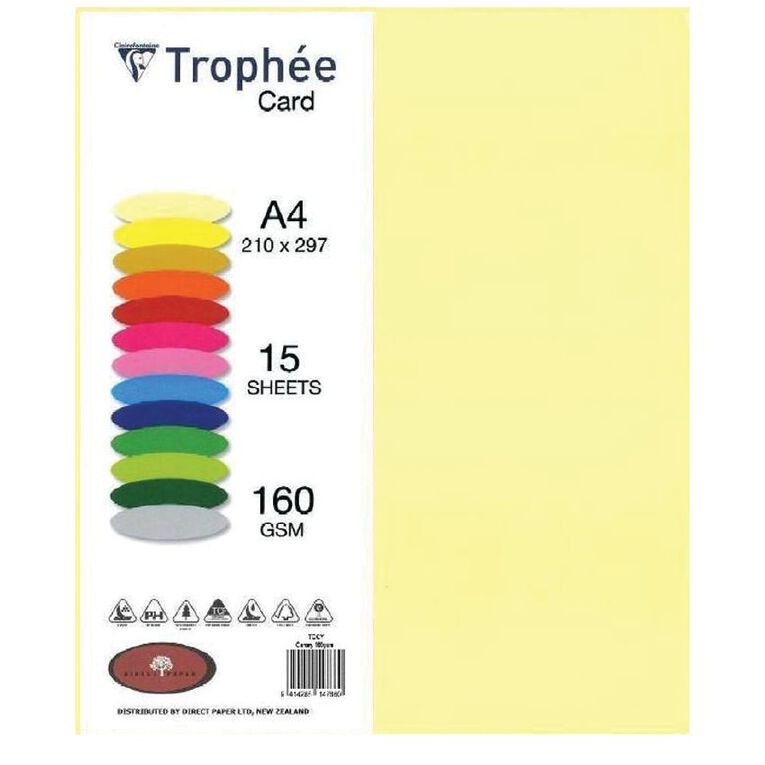 Trophee Card 160gsm 15 Pack Canary Yellow A4 Yellow The Warehouse