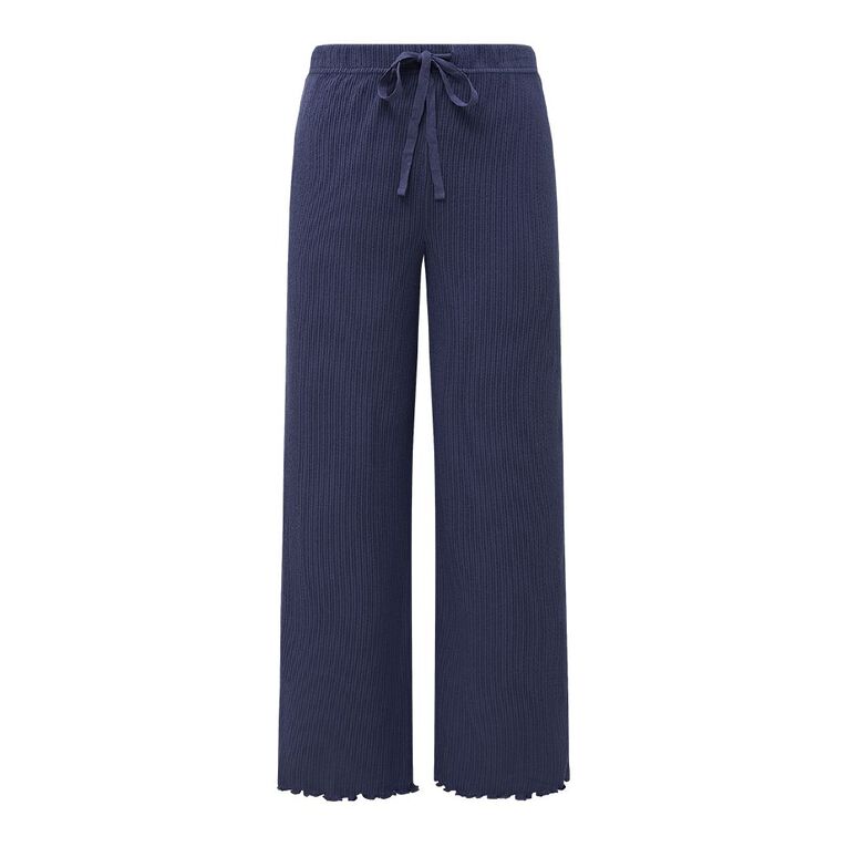 H&H Women's Soft Touch Wideleg Pyjama Pants, Blue Dark, hi-res