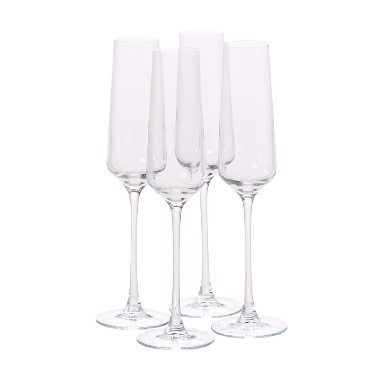 Living & Co Studio Flute Glass Clear 4 Pack, , hi-res