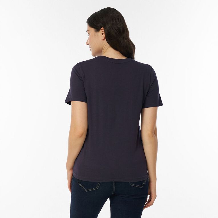 H&H Women's Short Sleeve Cotton V-Neck Tee, Grey Dark, hi-res