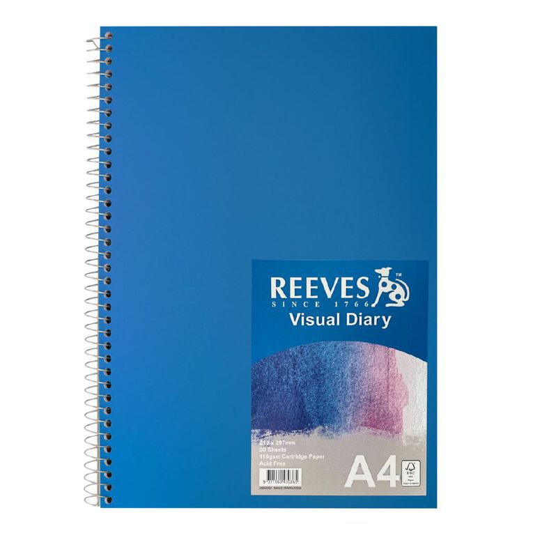 Reeves Visual Diary 110gsm Blue A4, , hi-res