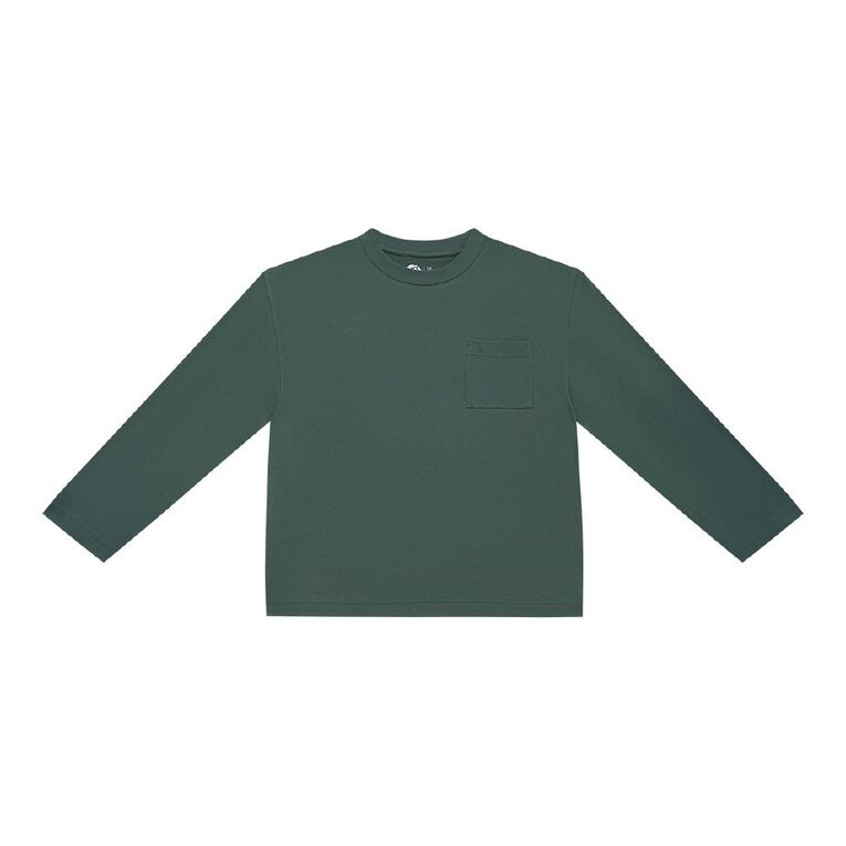 Young Original Long Sleeve Pocket Tee, Green Dark, hi-res